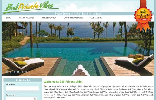 jasa pembuatan website bali private villas