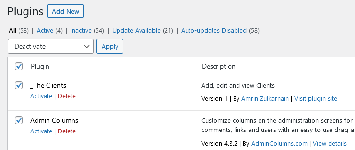 WordPress Multisite - Deactivate Plugins