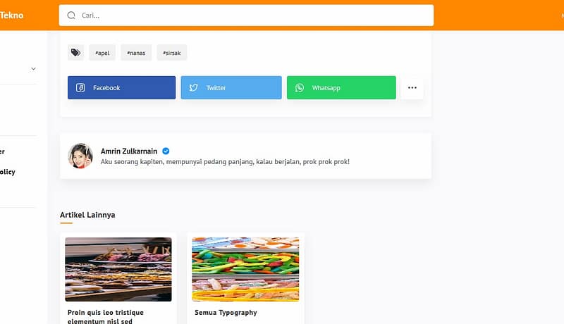 Jasa konversi tema blogger Median UI ke Tema WordPress - Modul Share dan related post
