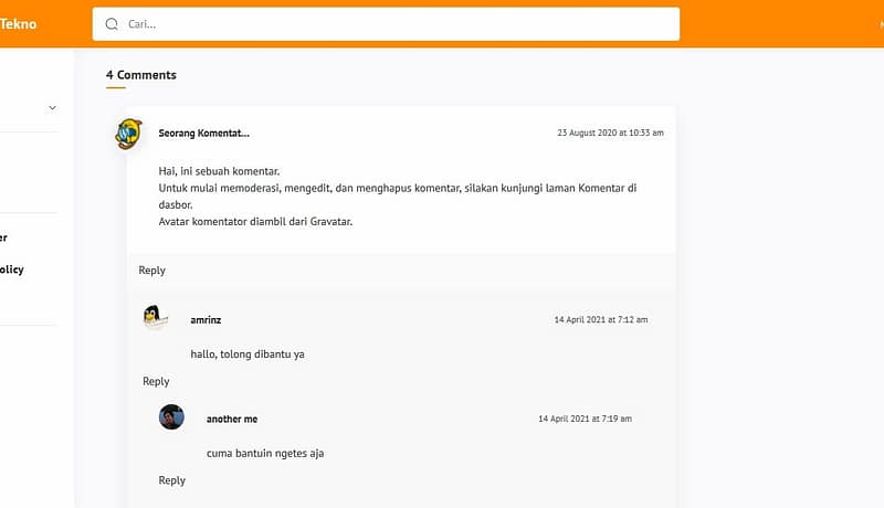 Jasa konversi tema blogger Median UI ke Tema WordPress - Komentar