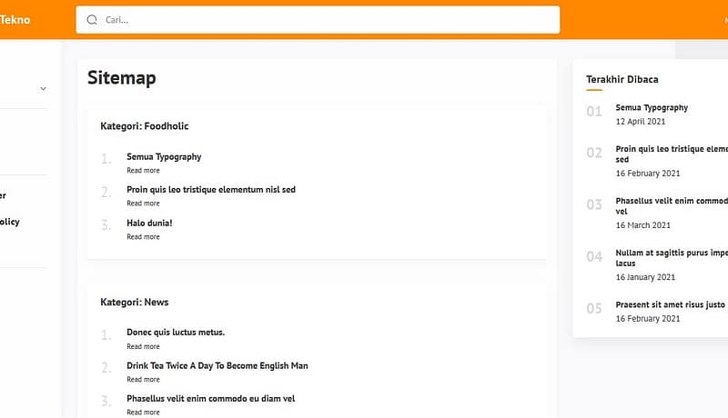 Jasa konversi tema blogger Median UI ke Tema WordPress - Sitemap