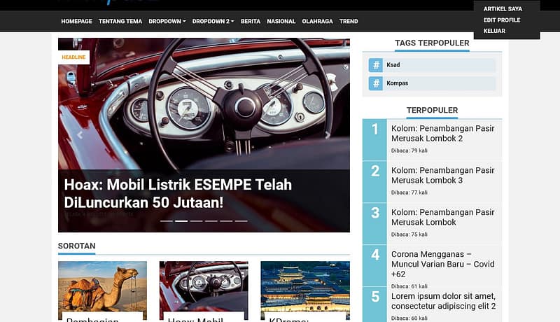 KompasZ - Tema WordPress Untuk Website Berita - Homepage