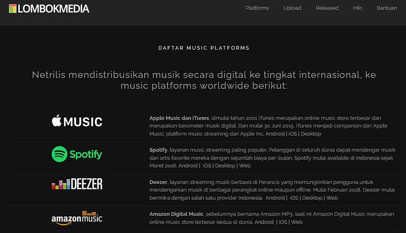 Rilis Musik platform