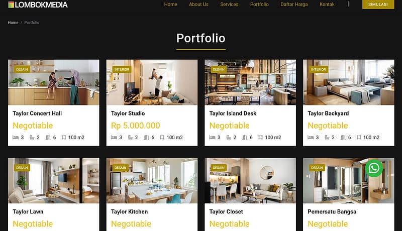 Jasa Pembuatan Tema WordPress Untuk Website Portfolio Interior - Portfolio