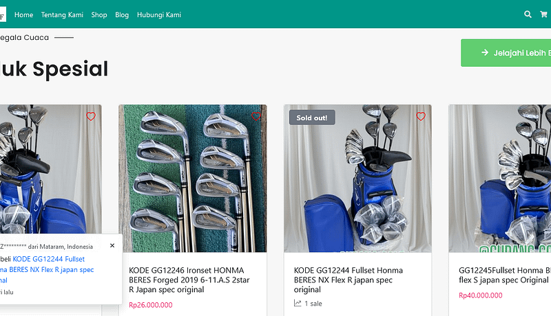 Gudang Golf – Website Company Profile & E-Commerce